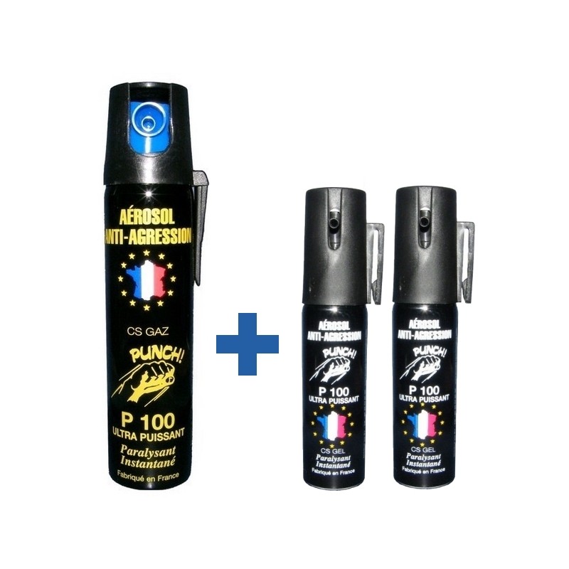 Bombe lacrymogène 500ml GAZ CS - aérosol spray lacrymo - Bombes