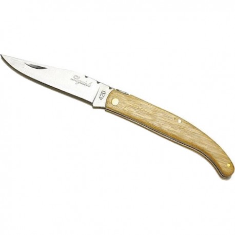 Couteau Laguiole manche en bois beige BRUT et lame acier 420 ouvert