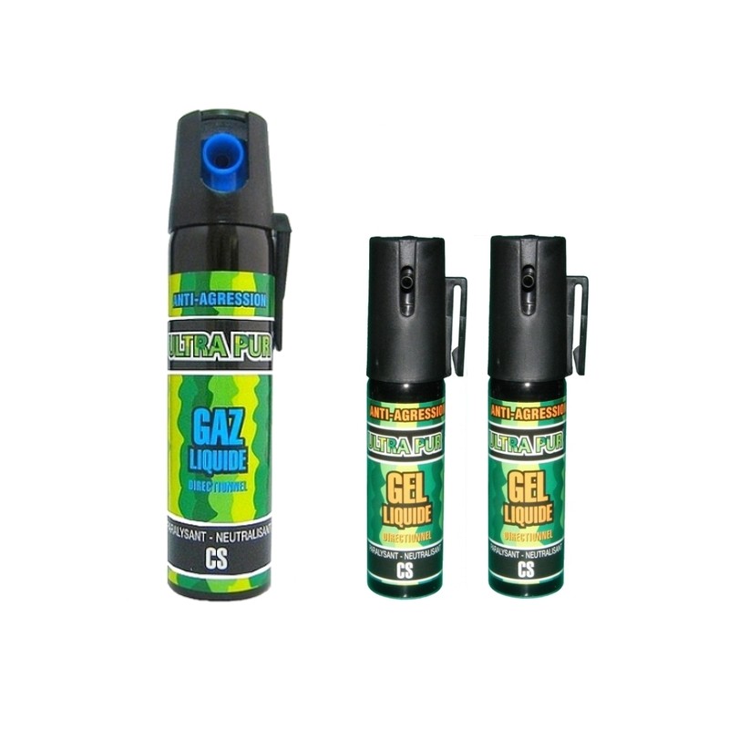 Pack auto défense bombes lacrymogènes GAZ et GEL à 14,99 €