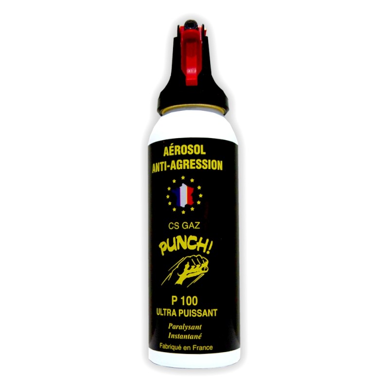 Bombe lacrymogène PUNCH - Spray puissant en GAZ 100 ml à 14,50 €