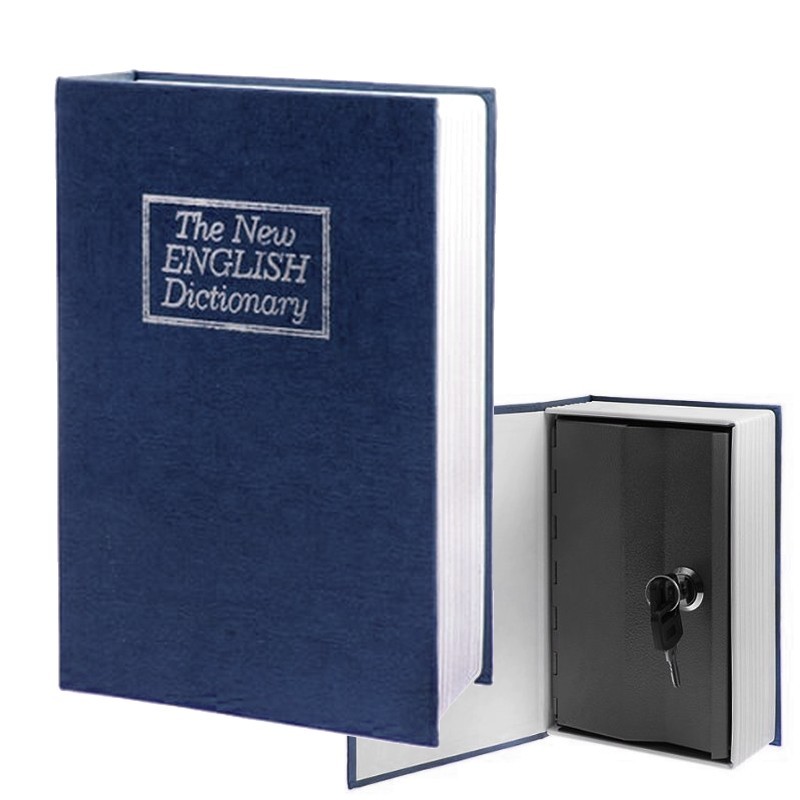 Telituny Coffre-Fort-Black English Dictionary Coffre-Fort Boîte de Rangement de Collection de Bijoux d'argent avec 2 clés 