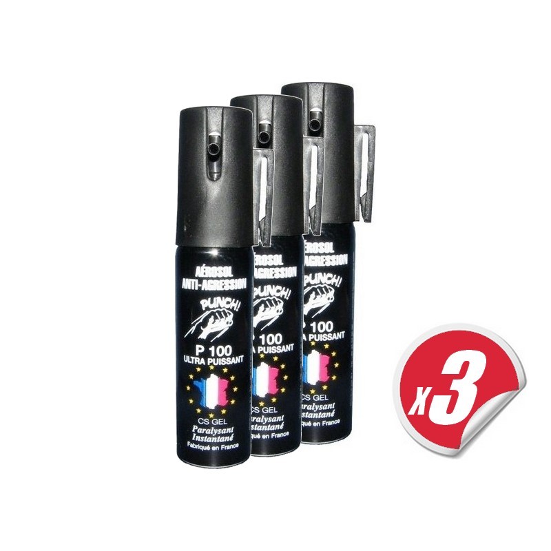 Spray anti-agression professionnel, gaz lacrymogène CBM, 25 ml.  neutralisation instantanée.