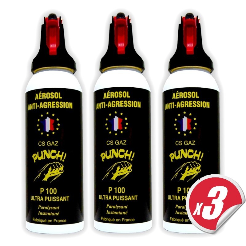 Pack x3 bombe lacrymogène poivre 50 ml - Roumaillac