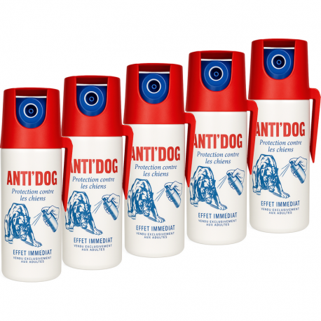 Pack de 5 bombes d'auto défense contre les attaques de chien 50 ml